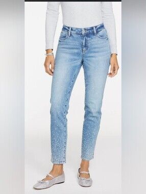 Talbots Slim Ankle Rhinestones Jeans In Avalon Wash Petite